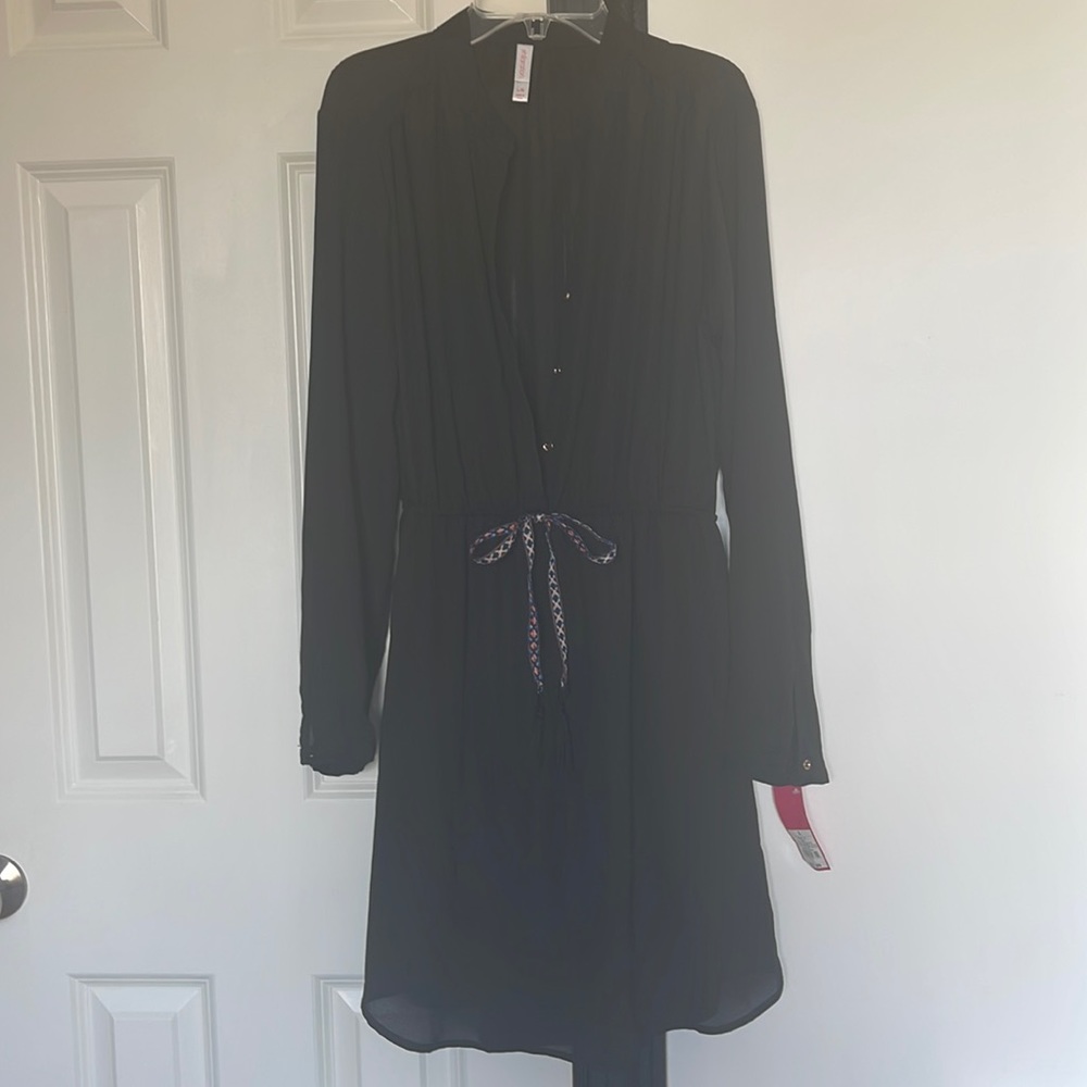 Black t-shirt dress rayon/sheer material
